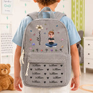 Back To School, Family, Confident, Vector - Custom Name Birth Flower Cartoon Character - Personalized Corduroy Backpack