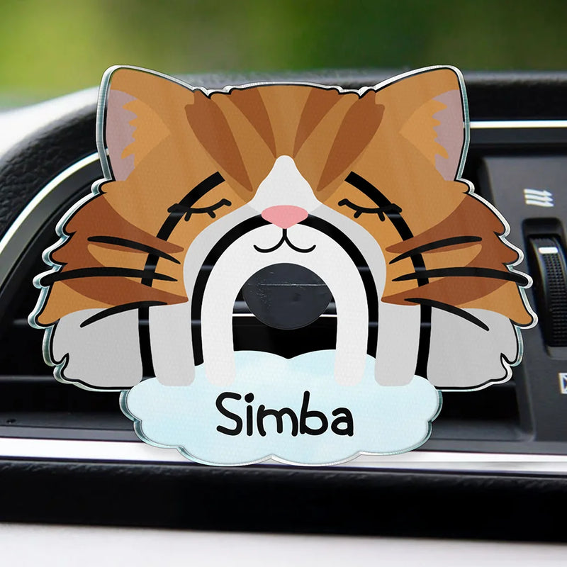 Cat Lovers,Happy - Custom Name Boho Rainbow Style Cat Face - Personalized Acrylic Car Vent Clip