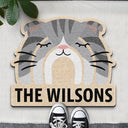 Cat Lovers,Happy - Custom Name Boho Rainbow Style Cat Face - Personalized Custom Shaped Doormat