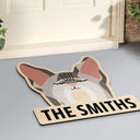 Cat Lovers,Happy - Custom Name Boho Rainbow Style Cat Face - Personalized Custom Shaped Doormat