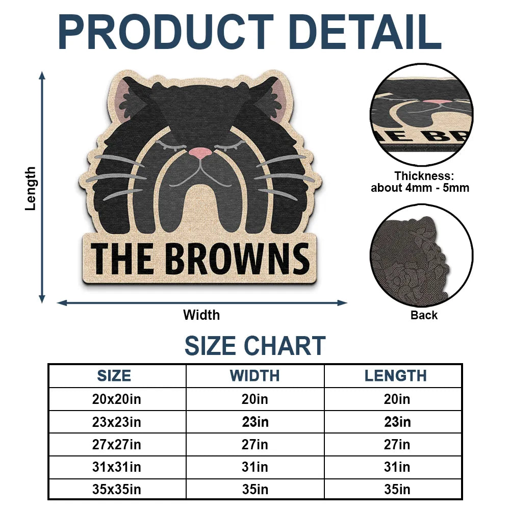 Cat Lovers,Happy - Custom Name Boho Rainbow Style Cat Face - Personalized Custom Shaped Doormat