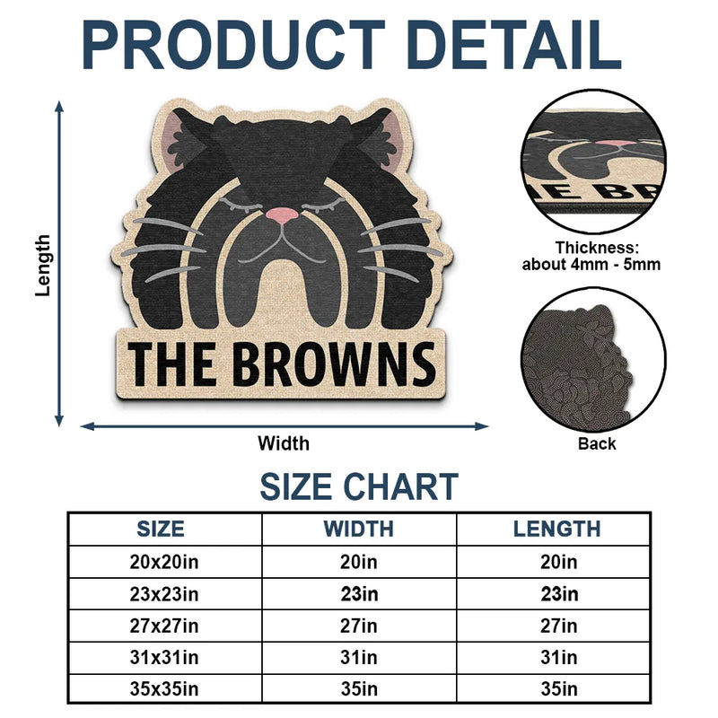 Cat Lovers,Happy - Custom Name Boho Rainbow Style Cat Face - Personalized Custom Shaped Doormat