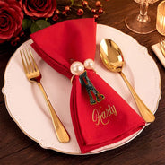 Top Market,Sentimental,Christmas,Family,Icon - Custom Name Christmas Plaid Santa Hat Initial Monogram Gift For Family - Personalized Reusable Napkin