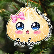 Playful,Christmas,Gift For Kids,Icon - Custom Name Cute Dumpling Character Squishy Hunting Gift For Kids - Personalized Custom Shaped Acrylic Ornament