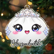 Playful,Christmas,Gift For Kids,Icon - Custom Name Cute Dumpling Character Squishy Hunting Gift For Kids - Personalized Custom Shaped Acrylic Ornament