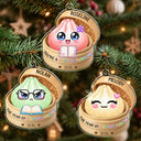Playful,Christmas,Gift For Kids,Icon - Custom Name Cute Dumpling In Steamer Basket Squishy Hunting Gift For Kids - Personalized Custom Shaped Acrylic Ornament