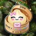 Playful,Christmas,Gift For Kids,Icon - Custom Name Cute Dumpling In Steamer Basket Squishy Hunting Gift For Kids - Personalized Custom Shaped Acrylic Ornament
