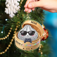 Playful,Christmas,Gift For Kids,Icon - Custom Name Cute Dumpling In Steamer Basket Squishy Hunting Gift For Kids - Personalized Custom Shaped Acrylic Ornament