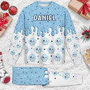 Playful,Christmas,Gift For Kids,Icon - Custom Name Dumpling Pattern Dripping Ice Cream Squishy Hunting Gift For Kids - Personalized Kid Pajamas Set
