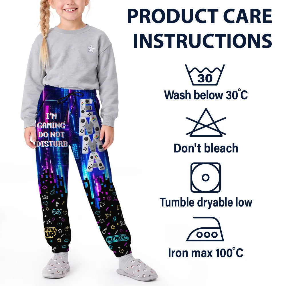 Playful,Christmas,Gaming,Gift For Kids,Icon - Custom Name Gaming Level Up With Ice Cream Dripping Gift For Kid Gamer - Personalized Sweatpants