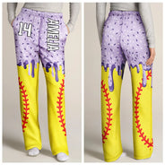 Baseball,Playful,Christmas,Gift For Kids,Custom Text - Custom Name Ice Cream Drip For Baseball Basketball Football Lovers - Personalized Kid Pajama Pants
