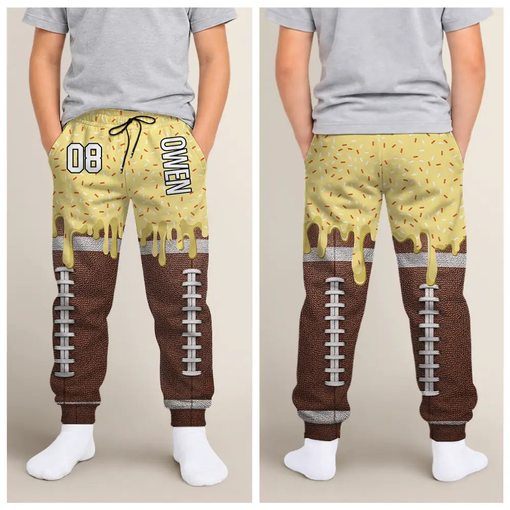 Baseball,Playful,Christmas,Gift For Kids,Custom Text - Custom Name Ice Cream Drip For Baseball Basketball Football Lovers - Personalized Kid Pajama Pants