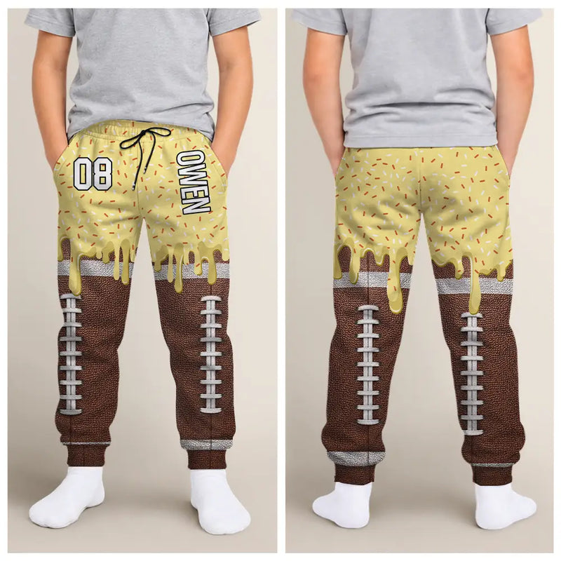 Baseball,Playful,Christmas,Gift For Kids,Custom Text - Custom Name Ice Cream Drip For Baseball Basketball Football Lovers - Personalized Kid Pajama Pants