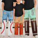 Baseball,Playful,Christmas,Gift For Kids,Custom Text - Custom Name Ice Cream Drip For Baseball Basketball Football Lovers - Personalized Kid Pajama Pants