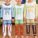 Baseball,Playful,Christmas,Gift For Kids,Custom Text-Custom Name Ice Cream Drip For Baseball Basketball Football Lovers - Personalized Kid Pajamas Set