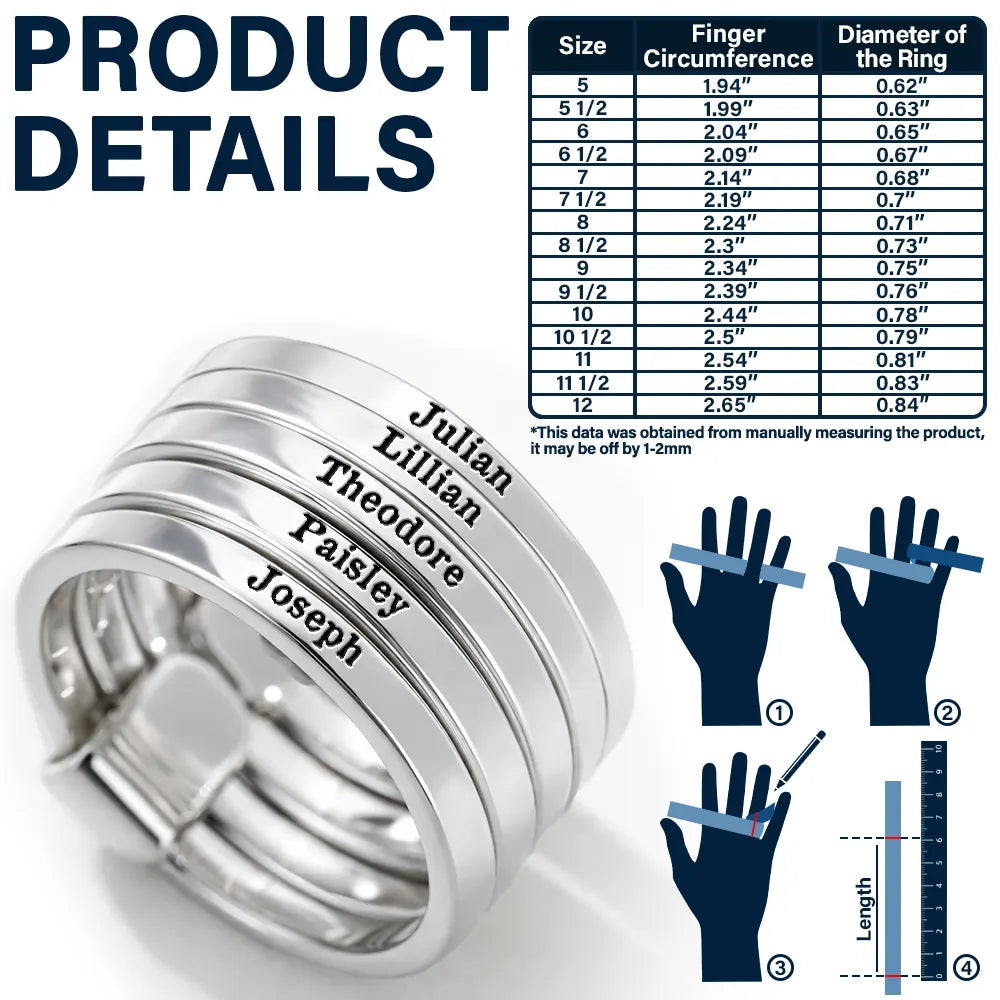 Gift For Wife,Gift For Girlfriend,Gift For Yourself,Gift For Women,Gift For Mother,New Mom,Gift For Bestie,Gift For Sisters,Happy - Custom Name Jelwery For Women Girlfriend Wife Mom And Besties - Personalized Heart Stacking Rings