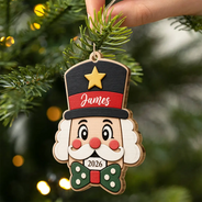 Sentimental,Christmas,Family,Icon - Custom Name Santa Snowman Penguin Family - Personalized Custom Shaped Wooden Ornament