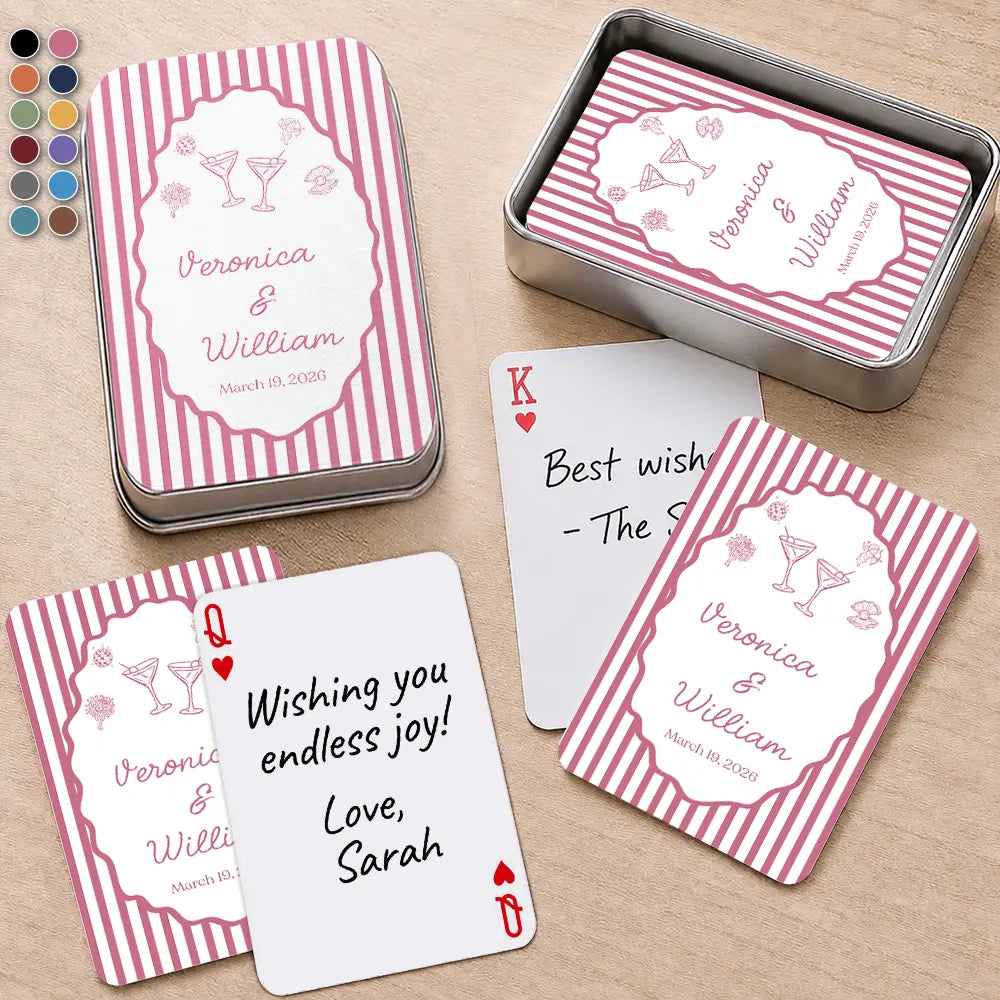 Custom Name Wedding Minimal Stripes Guest Book - Personalized Playing Cards