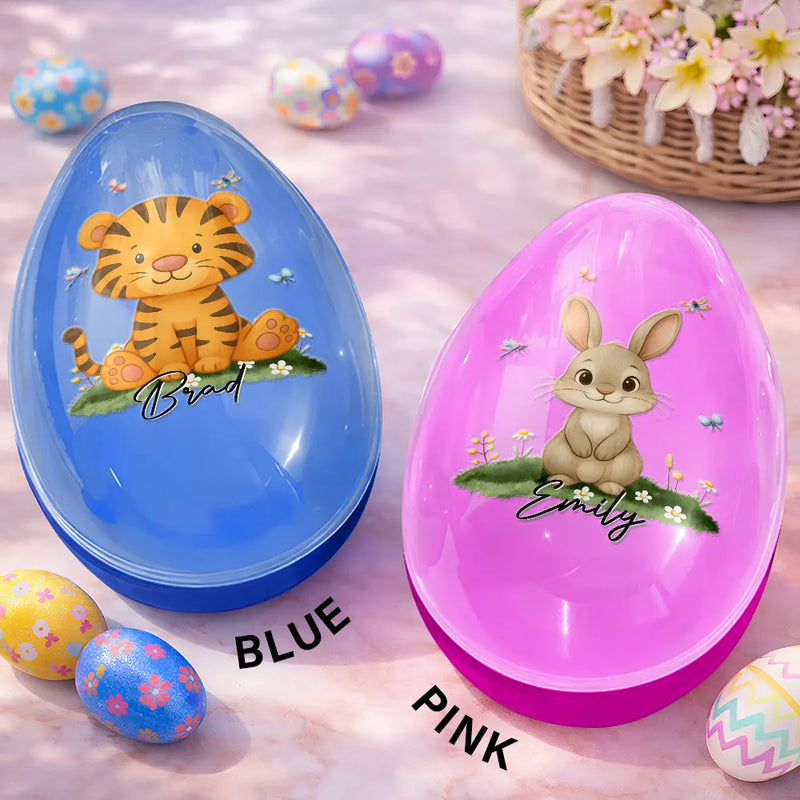 Easter,Non-Eng,Gift For Kids,Gift For Grandkids,Grandma - Grandkids,Grandpa - Grandkids,Dad - Children,Mom - Children,Happy - Custom Name With Adorable Animal - Personalized Fillable Egg