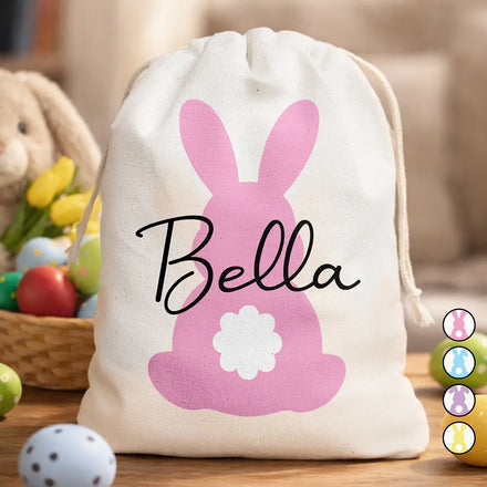 Custom Name With Backside Bunny - Personalized Favor Bag