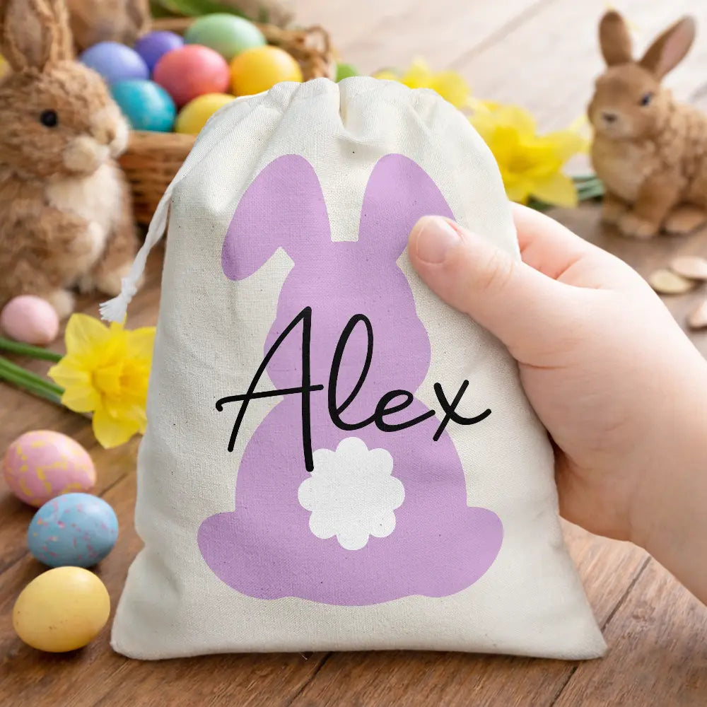 Grandpa,Gift For Kids,Grandma,Grandkids,Gift For Grandkids,Parents,Dad,Mom,Children - Custom Name With Backside Bunny - Personalized Favor Bag