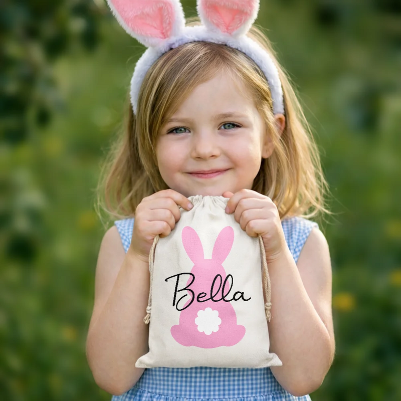 Grandpa,Gift For Kids,Grandma,Grandkids,Gift For Grandkids,Parents,Dad,Mom,Children - Custom Name With Backside Bunny - Personalized Favor Bag