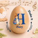 Easter,Non-Eng,Gift For Kids,Gift For Grandkids,Grandma - Grandkids,Grandpa - Grandkids,Dad - Children,Mom - Children,Happy - Custom Name With Bunny Holding An Egg Basket - Personalized Musical Wooden Easter Egg Shaker