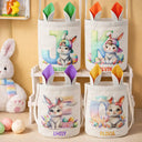 Gift For Kids,Grandpa,Grandkids,Grandma,Grandkids,Gift For Grandkids,Easter - Custom Name With Easter Bunny Alphabet Letters - Personalized Bunny Ears Bucket Bag