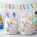 Gift For Kids,Grandpa,Grandkids,Grandma,Grandkids,Gift For Grandkids,Easter - Custom Name With Easter Bunny Alphabet Letters - Personalized Bunny Ears Bucket Bag