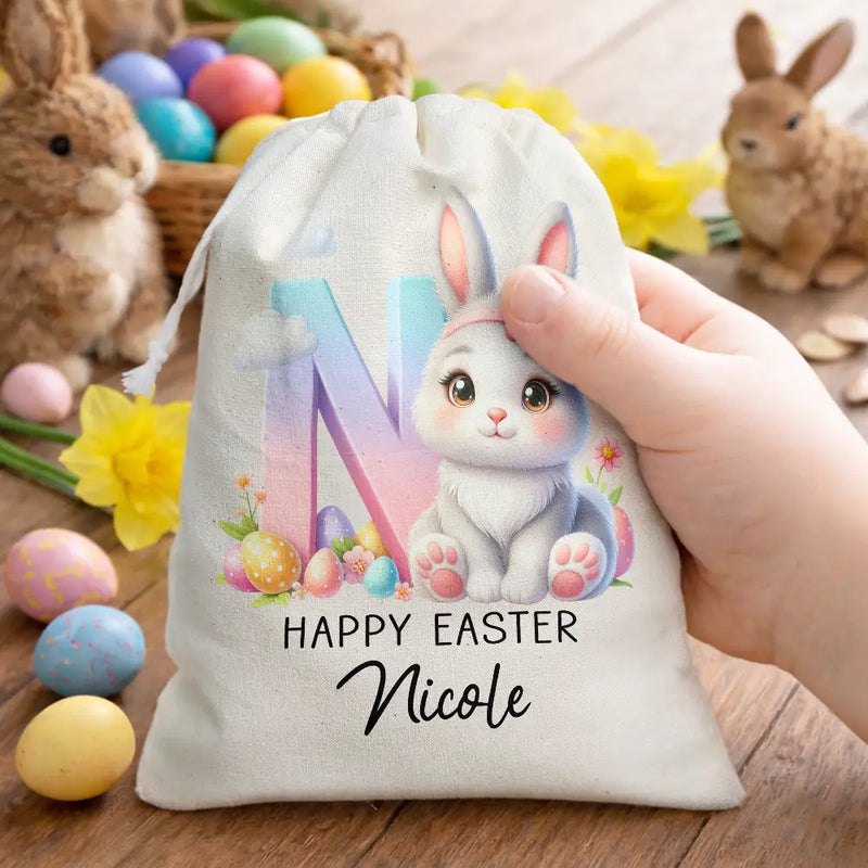 Grandpa,Grandkids,Gift For Kids,Grandma,Gift For Grandkids,Mom,Dad,Happy - Custom Name With Easter Bunny Alphabet Letters - Personalized Favor Bag