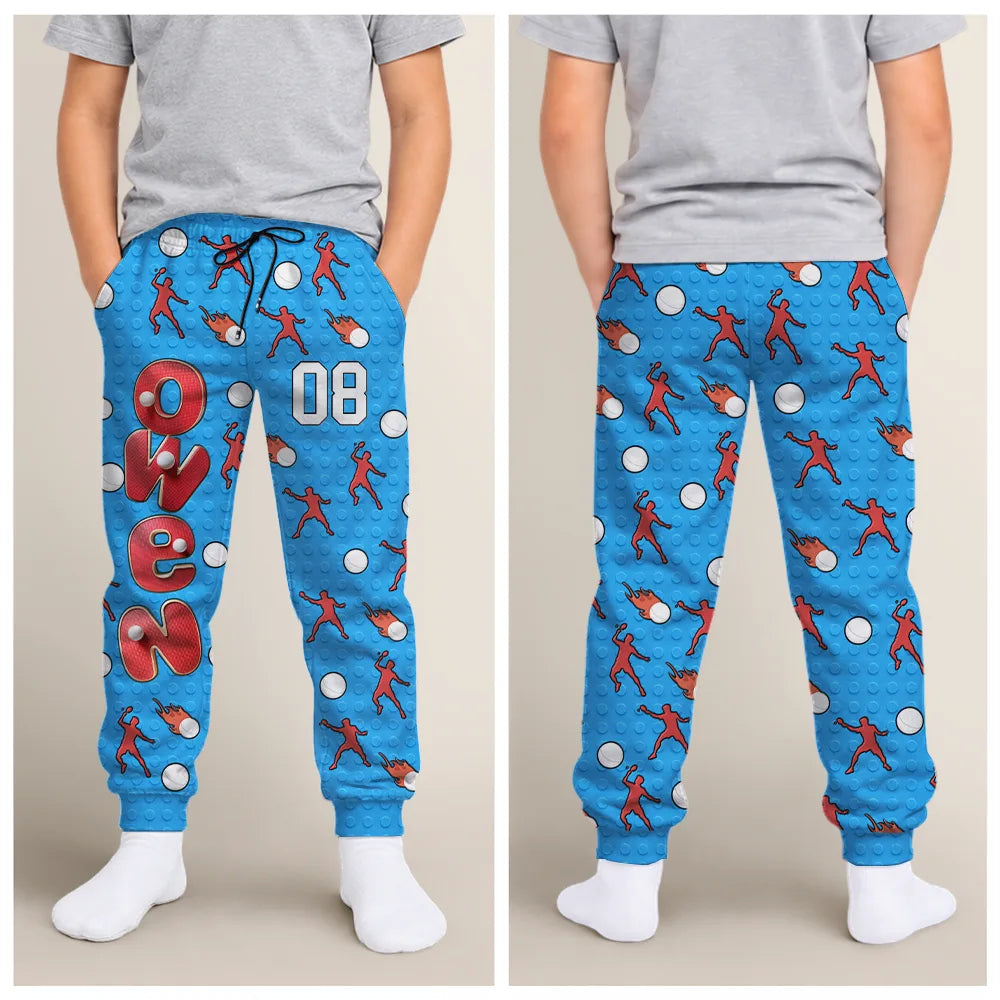Baseball,Playful,Christmas,Gift For Kids,Icon - Custom Name With Sport Alphabet - Personalized Sweatpants
