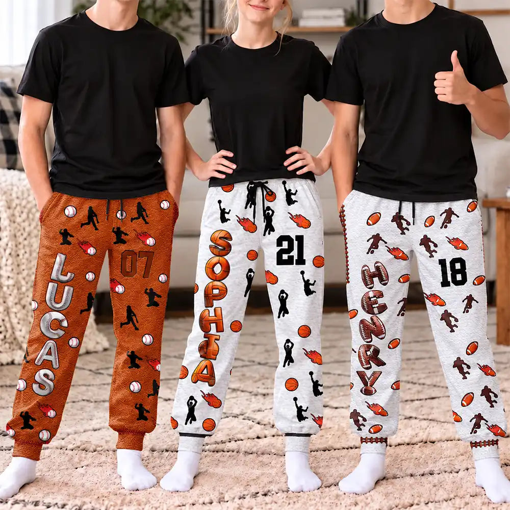 Custom Name With Sport Alphabet - Personalized Sweatpants