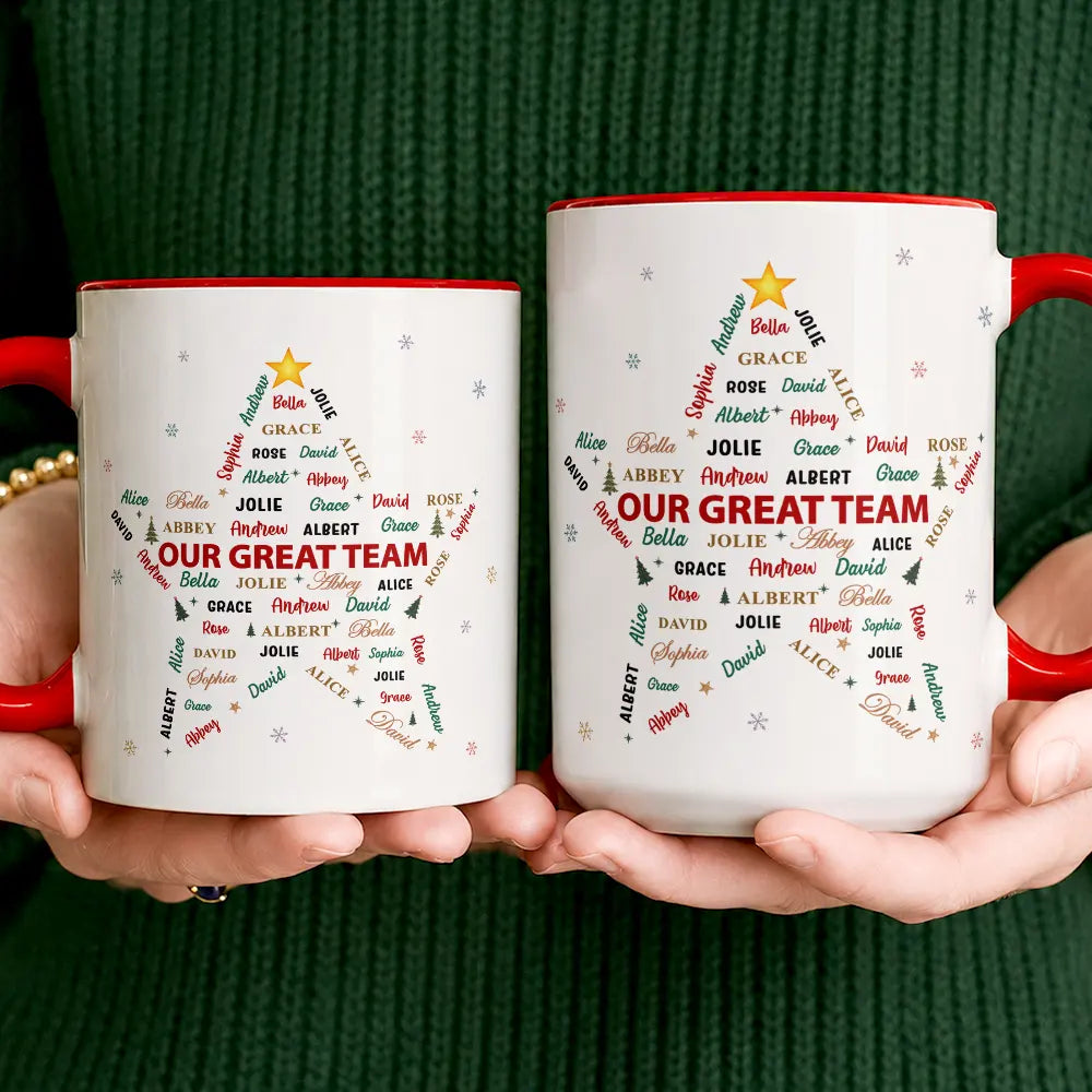 Grateful,Gift For Colleagues,Christmas,Custom Text - Custom Names Best Team Ever Word Art Gift For Coworker Team Boss - Personalized Accent Mug