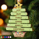 Sentimental,Christmas,Family,Custom Text - Custom Names Happy Family Tree - Personalized Custom Shaped Wooden Ornament