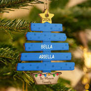 Sentimental,Christmas,Family,Custom Text - Custom Names Happy Family Tree - Personalized Custom Shaped Wooden Ornament
