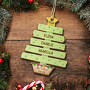 Sentimental,Christmas,Family,Custom Text - Custom Names Happy Family Tree - Personalized Custom Shaped Wooden Ornament