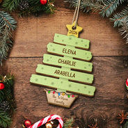 Sentimental,Christmas,Family,Custom Text - Custom Names Happy Family Tree - Personalized Custom Shaped Wooden Ornament