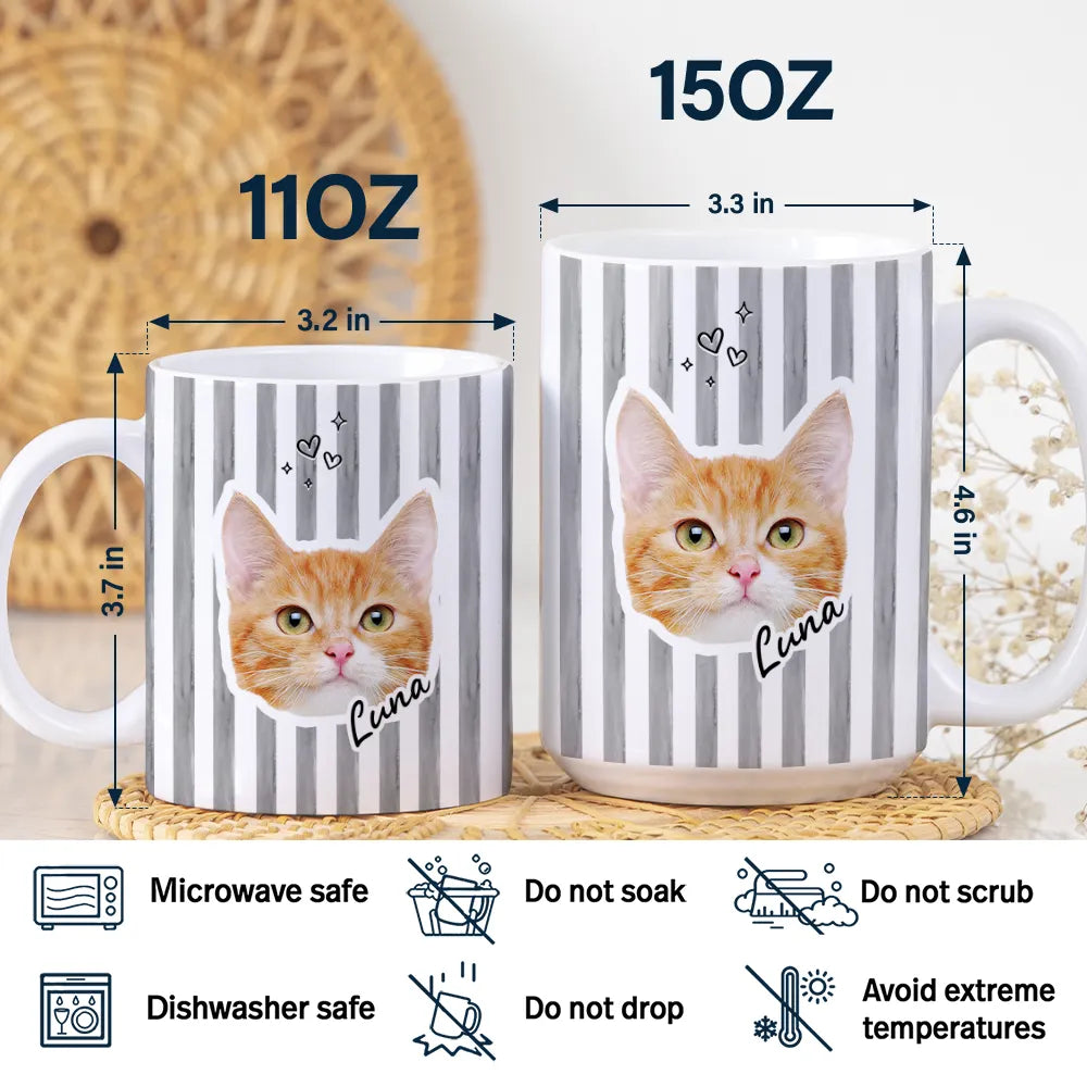 Pet Lovers,Pet Mom,Pet Dad,Dog Lovers,Dog Mom,Dog Dad,Custom Photo - Custom Outline Photo Dog Cat Stripe Colors - Personalized White Edge-to-Edge Mug