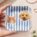 Pet Lovers,Pet Mom,Pet Dad,Pet Couple,Dog Lovers,Dog Mom,Dog Dad,Dog Couple,Cat Lovers,Cat Mom,Cat Dad,Cat Couple,Happy - Custom Outline Photo Pet Portrait Stripe Style - Personalized Ring Dish