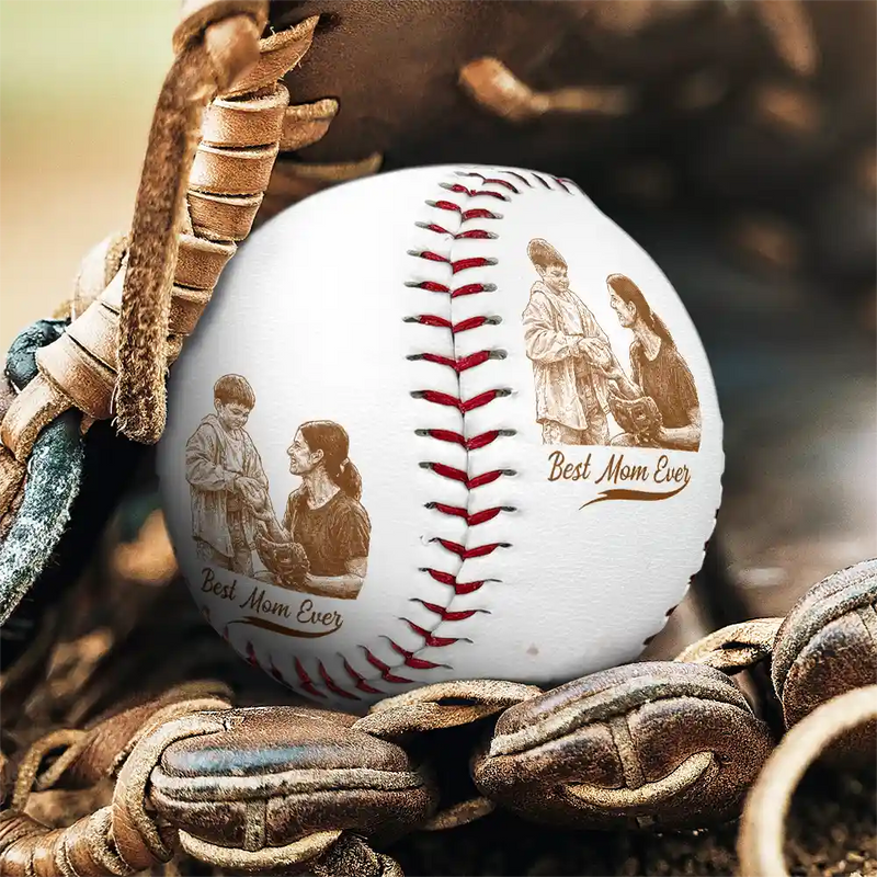 Gift For Mother, Sport Mom, Baseball, Happy - Custom Photo Pencil Sketch Best Mom Ever - Personalized Baseball, Softball
