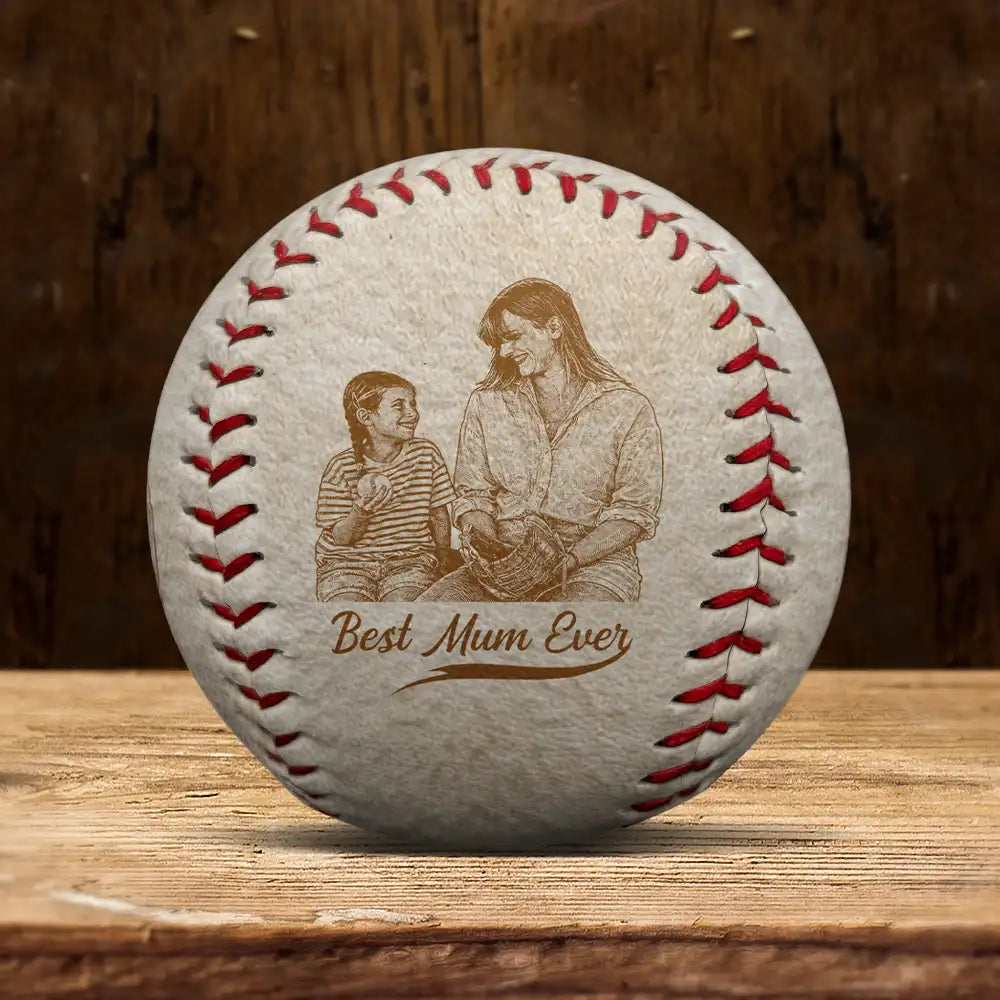 Gift For Mother, Sport Mom, Baseball, Happy - Custom Photo Pencil Sketch Best Mom Ever - Personalized Baseball, Softball