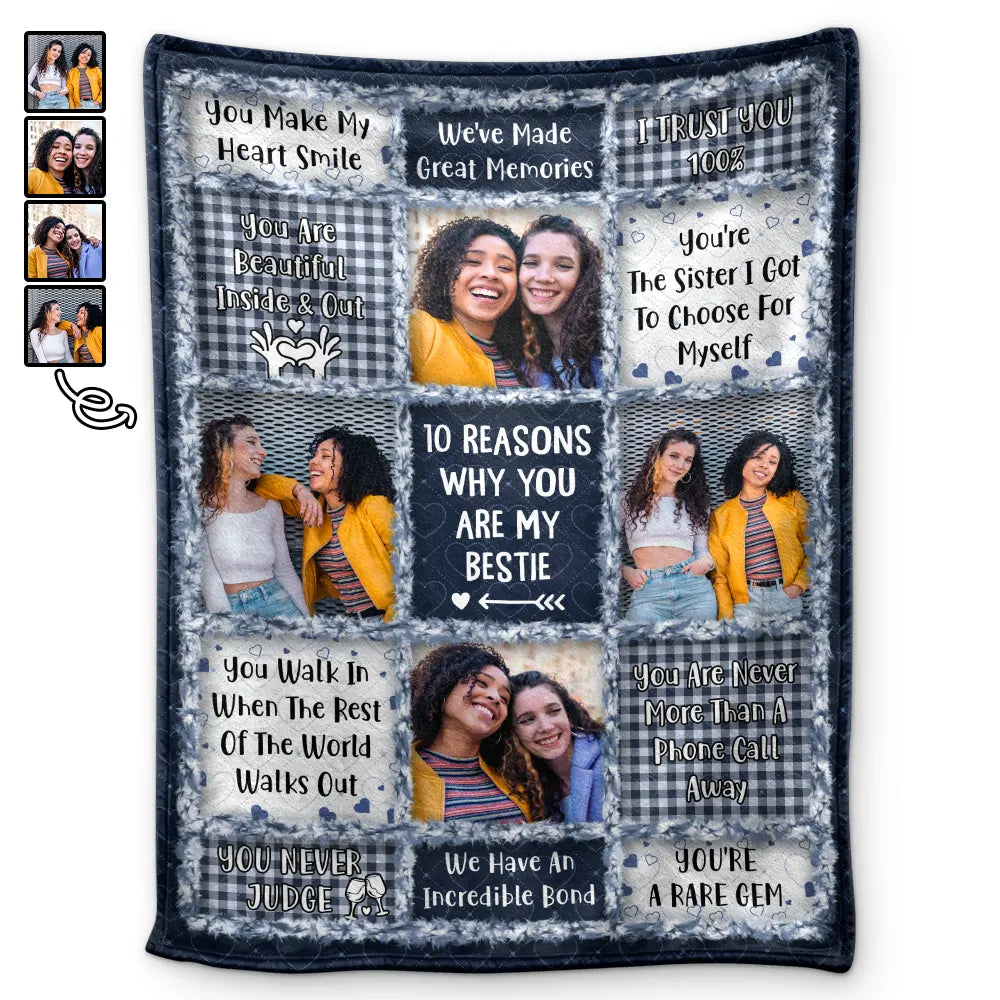 Gift For Bestie,Gift For Women,Christmas,Happy - Custom Photo 10 Reasons Why You Are My Bestie - Personalized Fleece Blanket, Sherpa Blanket