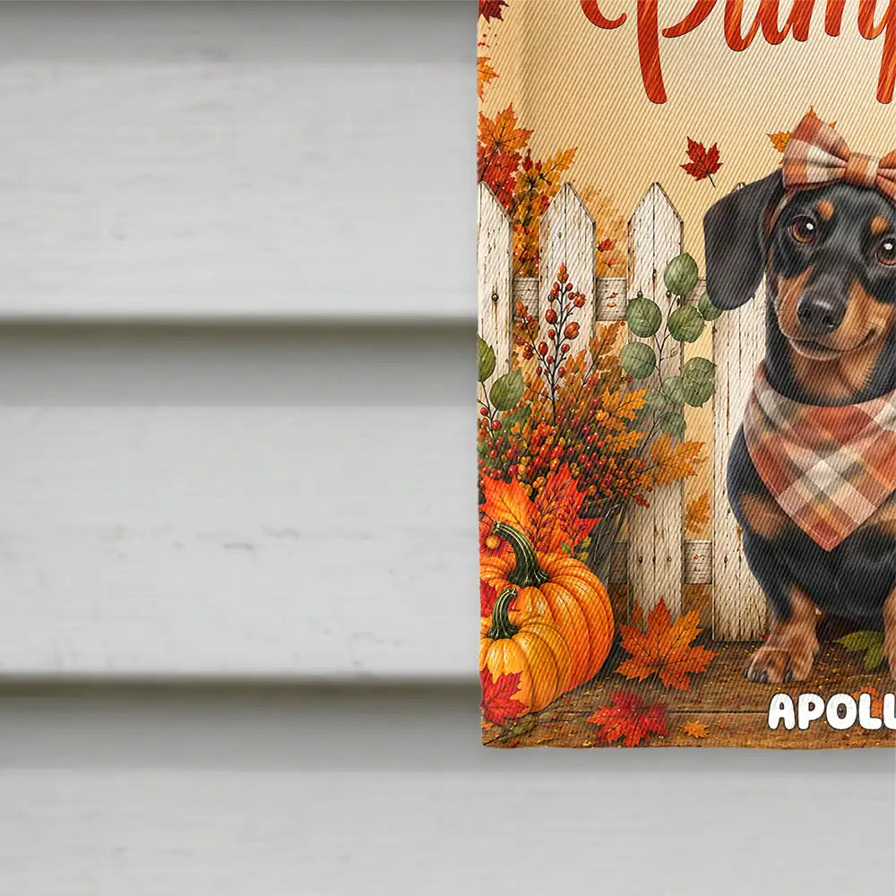 Art Design,Playful,Pet Lovers,Photo - 3D Human Pet Autumn Theme - Custom Photo 3D Autumn Concept Hey There Pumpkin Fall Vibe - Personalized Flag