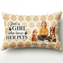 Art Design,Confident,Pet Lovers,Photo - 3D Human Pet Autumn Theme - Custom Photo 3D Autumn Concept Just A Girl Who Loves Her Dog - Personalized Pillow