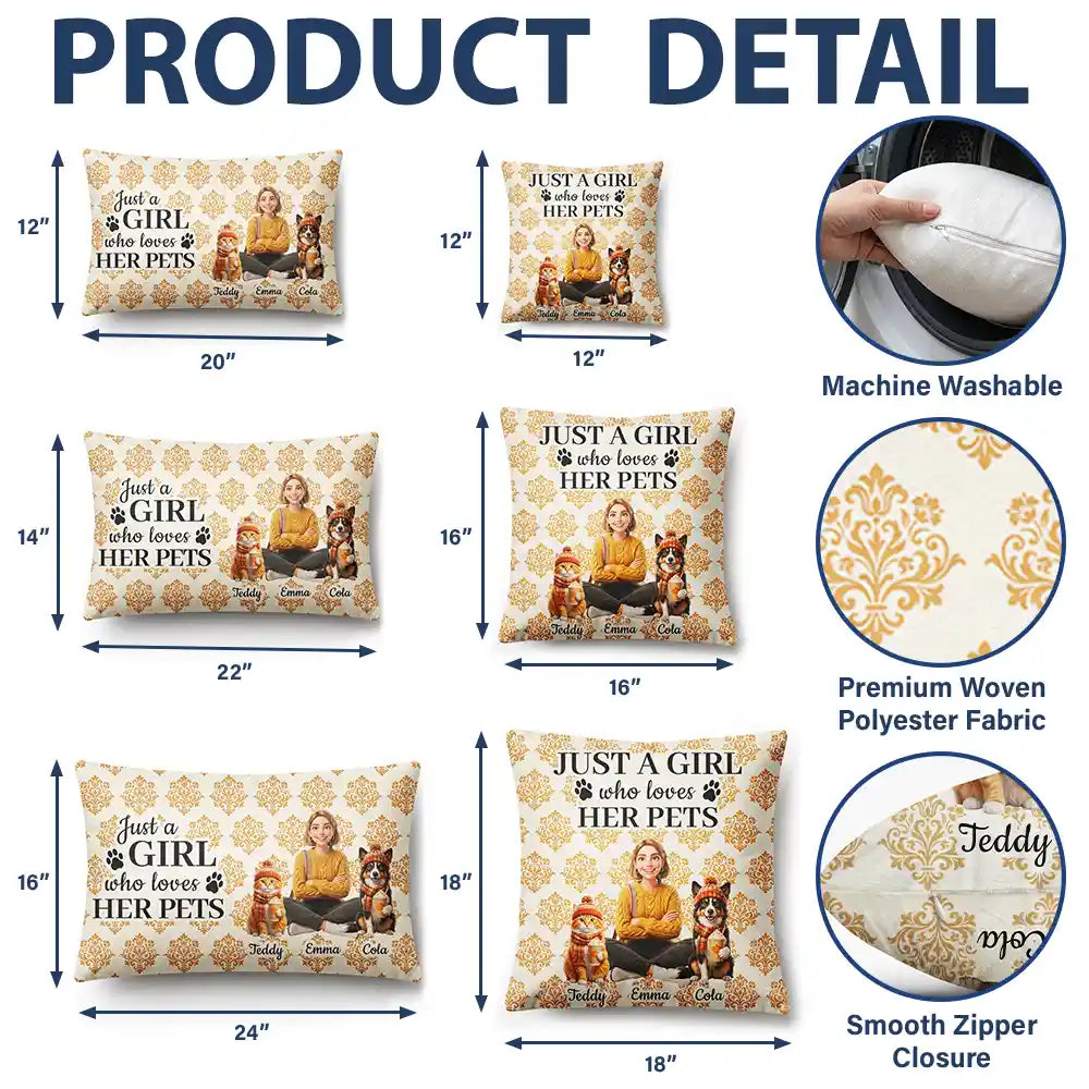 Art Design,Confident,Pet Lovers,Photo - 3D Human Pet Autumn Theme - Custom Photo 3D Autumn Concept Just A Girl Who Loves Her Dog - Personalized Pillow
