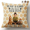 Art Design,Confident,Pet Lovers,Photo - 3D Human Pet Autumn Theme - Custom Photo 3D Autumn Concept Just A Girl Who Loves Her Dog - Personalized Pillow