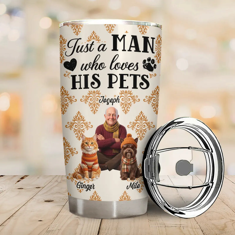 Art Design,Confident,Pet Lovers,Photo - 3D Human Pet Autumn Theme - Custom Photo 3D Autumn Concept Just A Girl Who Loves Her Dog - Personalized Tumbler
