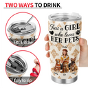 Art Design,Confident,Pet Lovers,Photo - 3D Human Pet Autumn Theme - Custom Photo 3D Autumn Concept Just A Girl Who Loves Her Dog - Personalized Tumbler