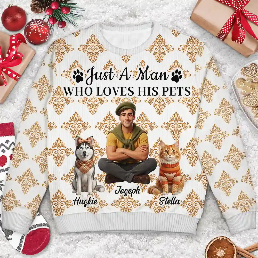 Art Design,Confident,Pet Lovers,Photo - 3D Human Pet Autumn Theme -Custom Photo 3D Autumn Concept Just A Girl Who Loves Her Dog - Personalized Unisex Ugly Sweater
