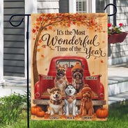 Art Design,Playful,Pet Lovers,Photo - 3D Human Pet Autumn Theme - Custom Photo 3D Autumn Concept Wonderful Time Of The Year - Personalized Flaga